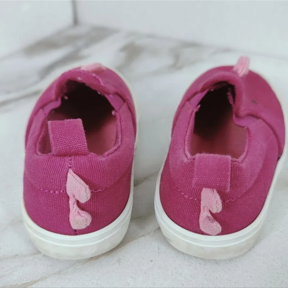 Old Navy Toddler Girls' Pink Slip On Dino Dinosaur Slip On Sneakers, Sz 6